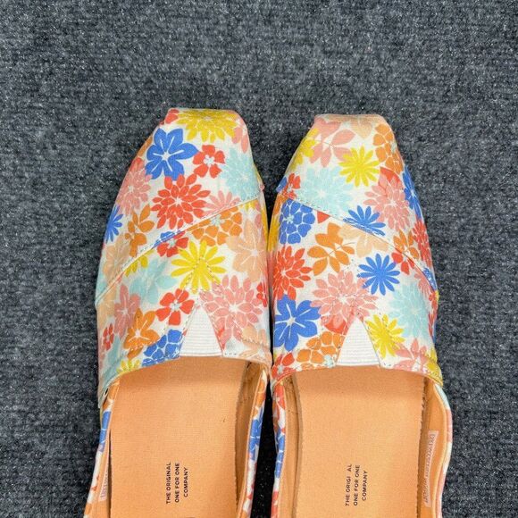 Toms Alpargata Shoes Women's Size 9.5 Orange‎ Colorful Wildflower Slip On Flats - Picture 9 of 13